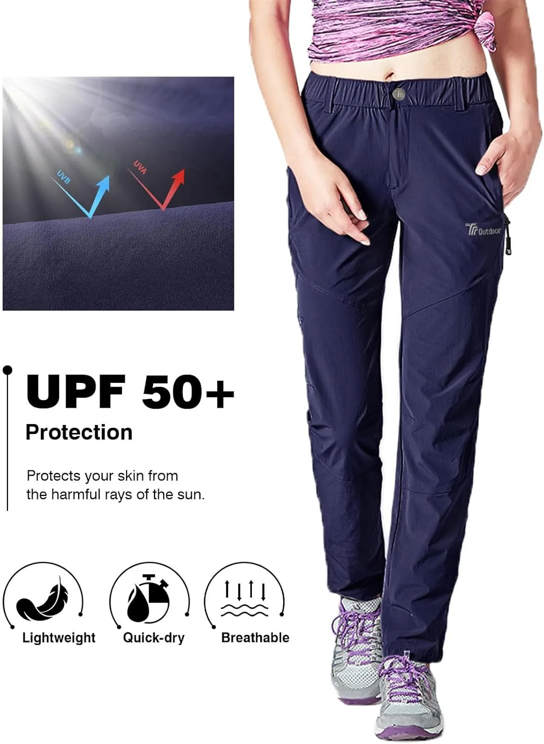 Rdruko Women's Hiking Pants Lightweight Quick Dry Water Resistant Outdoor Travel Fishing Pants with Pockets