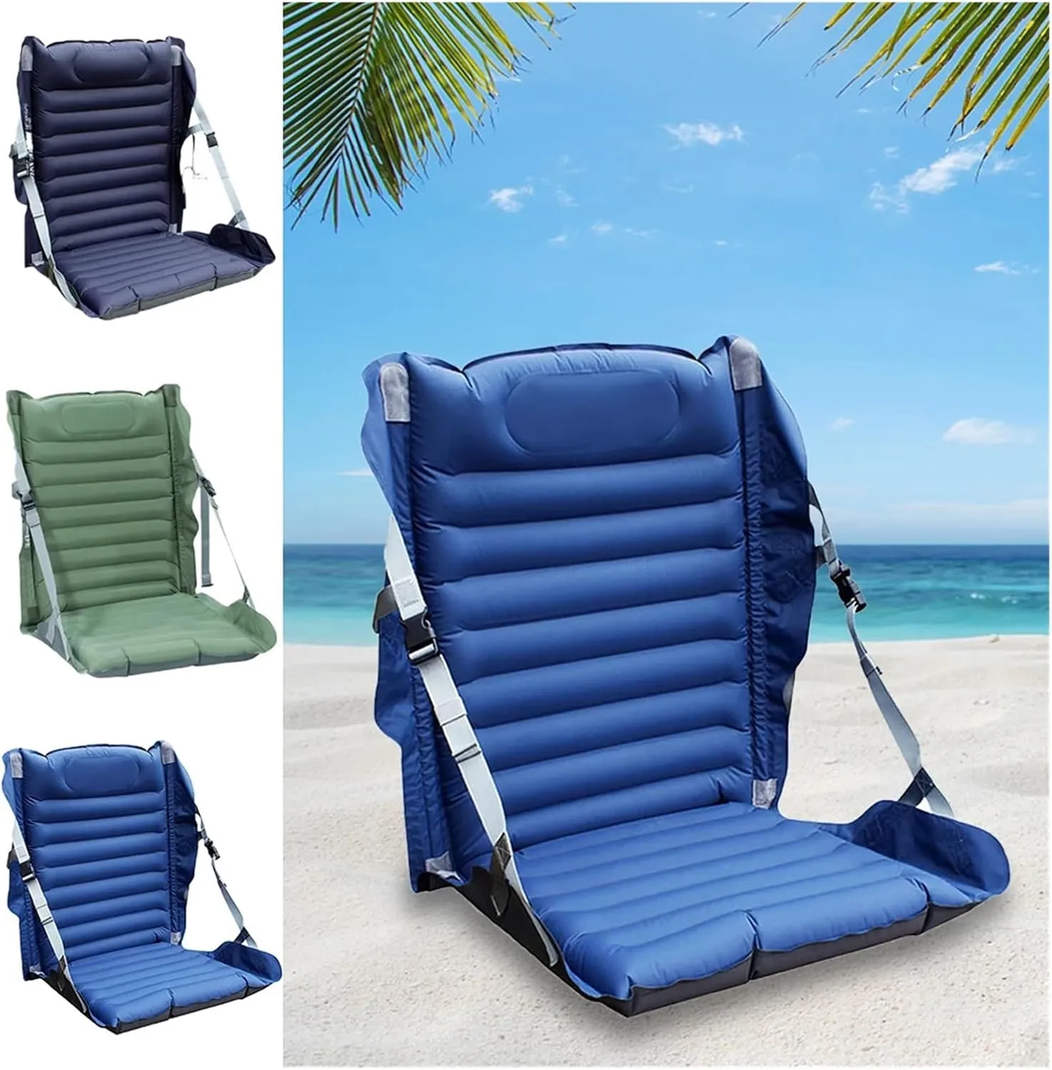 Recliner Portable Inflatable Camping Folding Cushion Leisure Chairs Outdoor Folding Chair Adjustable Fishing Picnic BBQ Beach Portable (Color : Black)