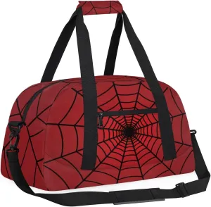 Red Spider Web Kids Overnighter Duffel Bags for Boys Girls, Carry-On Size Sports Gym Bag for School Practice or Overnight Travel Weekender Sleepover Tote Bag