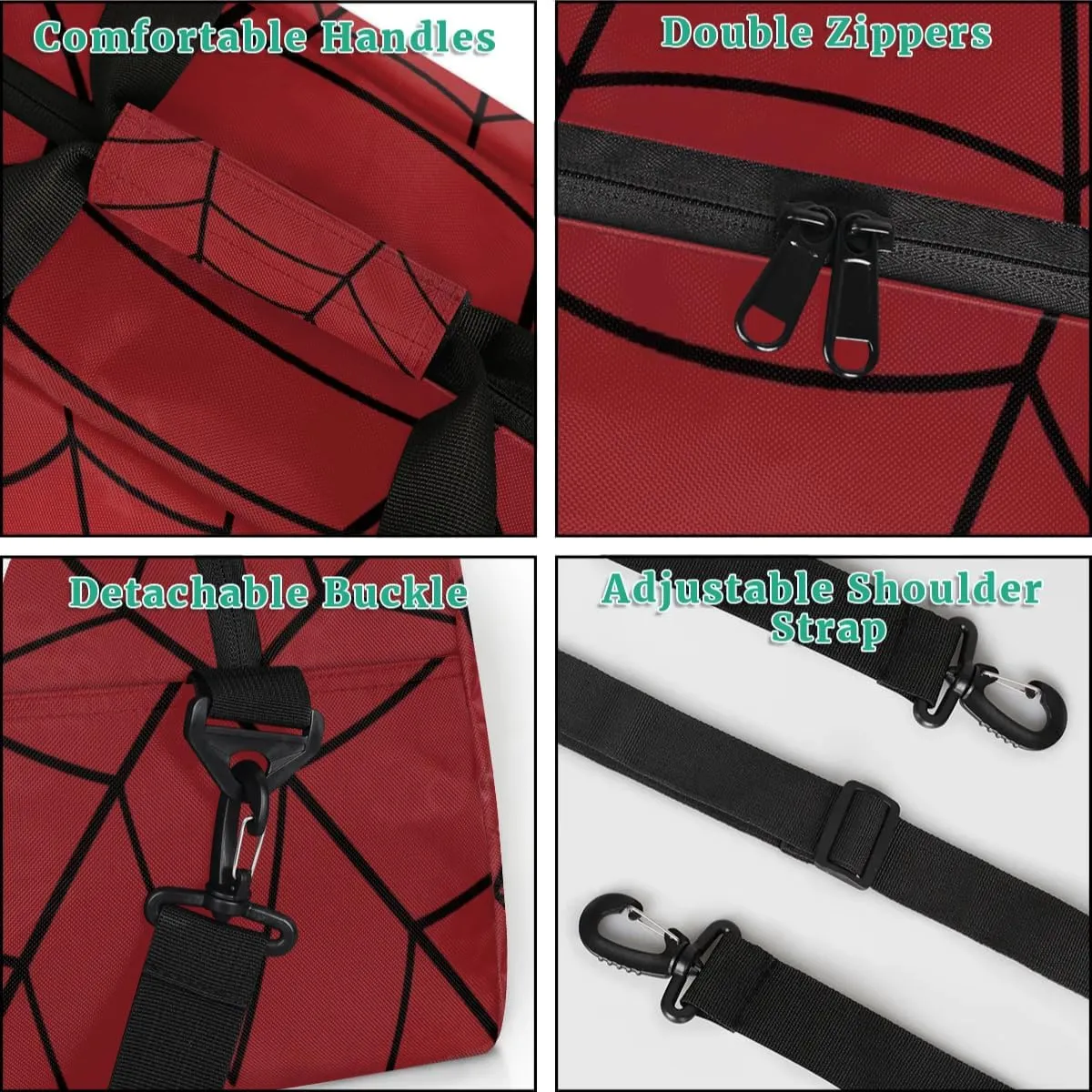 Red Spider Web Kids Overnighter Duffel Bags for Boys Girls, Carry-On Size Sports Gym Bag for School Practice or Overnight Travel Weekender Sleepover Tote Bag
