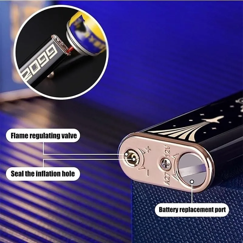 Refillable Open Flame Lighter,Silent Push Button Ignition,Refillable Butane,Portable Metal,Adjustable Soft Flame,Gift(A6)