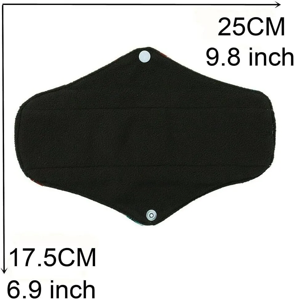 Regular Flow Women Daily Use Cloth Reusable Menstrual Pads Sets Including 1pc Mini Wet Bag and 6pcs Regular Flow Menstrual Mama Pads Cloth Sanitary Napkins
