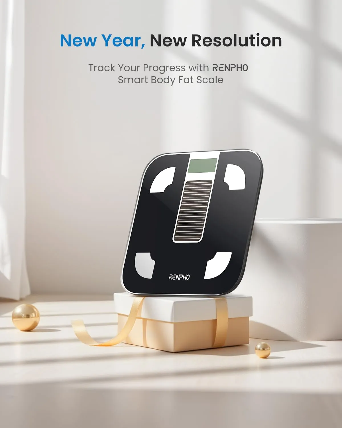 RENPHO Smart Scale with Endless Power, Solar-Powered Scale for Body Weight, No Batteries Needed, Digital Bluetooth Body Fat Scale, Body Composition Monitor with Smart App, 400 lbs-Elis Solar 1