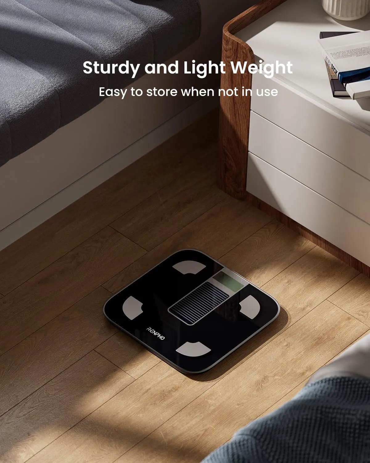 RENPHO Smart Scale with Endless Power, Solar-Powered Scale for Body Weight, No Batteries Needed, Digital Bluetooth Body Fat Scale, Body Composition Monitor with Smart App, 400 lbs-Elis Solar 1