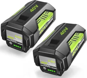 Replacement for Ryobi 40V Battery 6.0Ah Compatible with Ryobi 40 Volt Battery OP4040 OP40401 OP4026 OP40261 OP4050 OP40201 OP40601 Cordless Power Tools 2-Pack(Green)