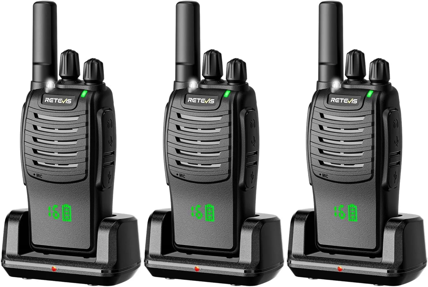 Retevis H-777H Walkie Talkies Rechargeable,2 Way Radios Long Range,USB-C,VOX,Short Antenna,Hidden Display,Flashlight,Portable FRS Two-Way Radios for Adults Retail Church Club (3 Pack)