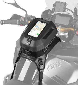 Rhinowalk Motorcycle Tank Bag Waterproof TPU Motorcycle Backpack Compatible Phone Under 6.6" Fits Honda Yamaha Suzuki Kawasaki Harley-Black