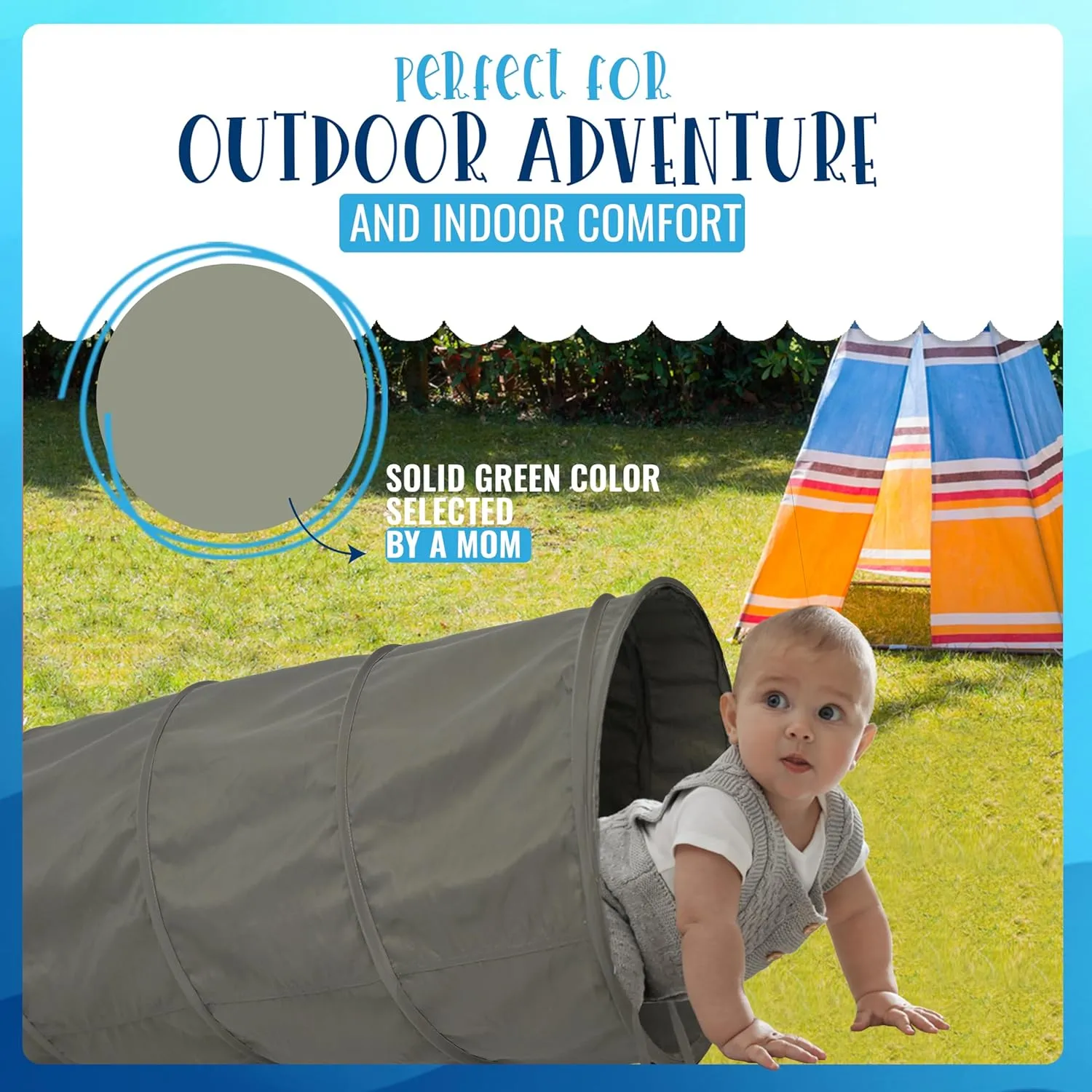 River & Aria Co Baby Play Tunnel - 6ft Indoor & Outdoor Pop Up Play Tunnel for Toddlers 2-6 - Interactive Hide-and-Seek Crawling Tunnels for Children (Green Tunnel)