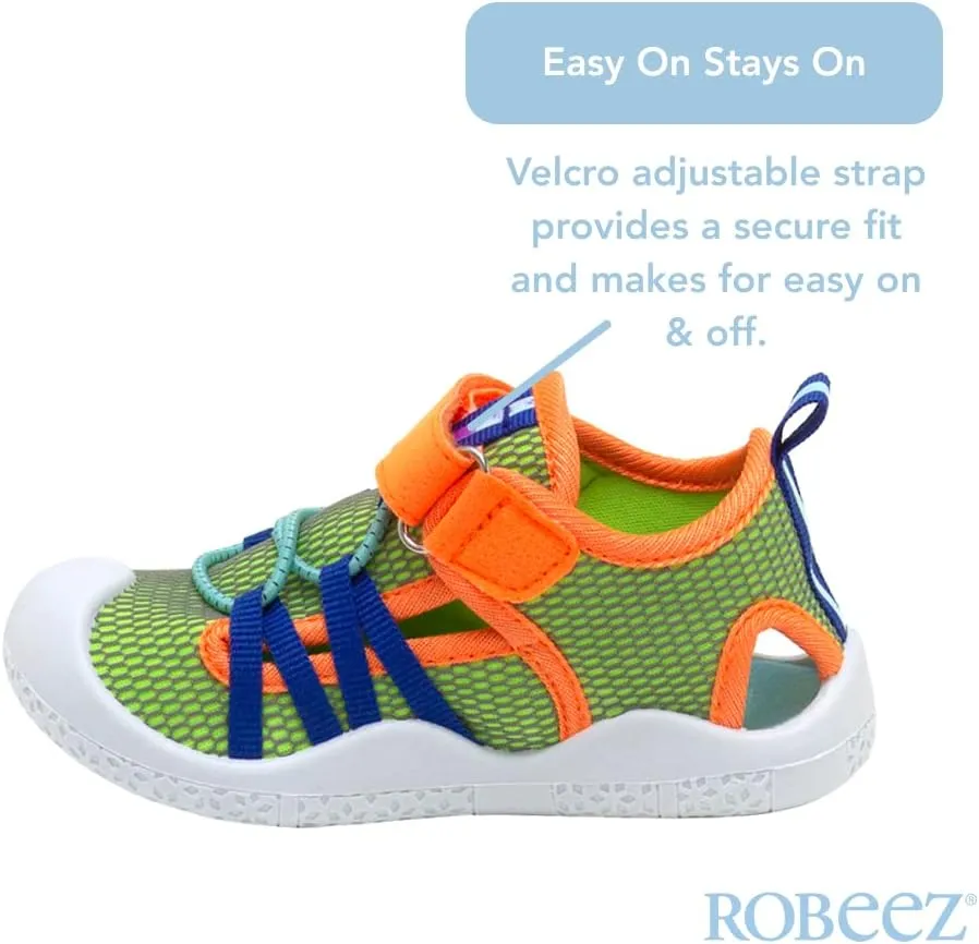 Robeez Kids Water Shoes Boys & Girls Slip Resistant Neoprene Aqua Shoes for Summer, Beach, Pool - Infant/Toddler, 12 Months - 3.5 Years