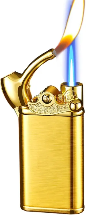 Rocker arm inflatable lighter, dual flame open flame straight flame lighter, butane inflatable lighter, windproof portable metal lighter, candle lighter, camping lighter best boyfriend gift ( Color :