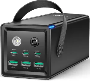 Rocoren 6 Ports Portable Charger Power Bank 50000mAh for Multiple Devices, 67.5W USB C Fast Charging with LED Light for Outdoors Camping Essentials, Emergency Hurricane Preparedness Items (Black)