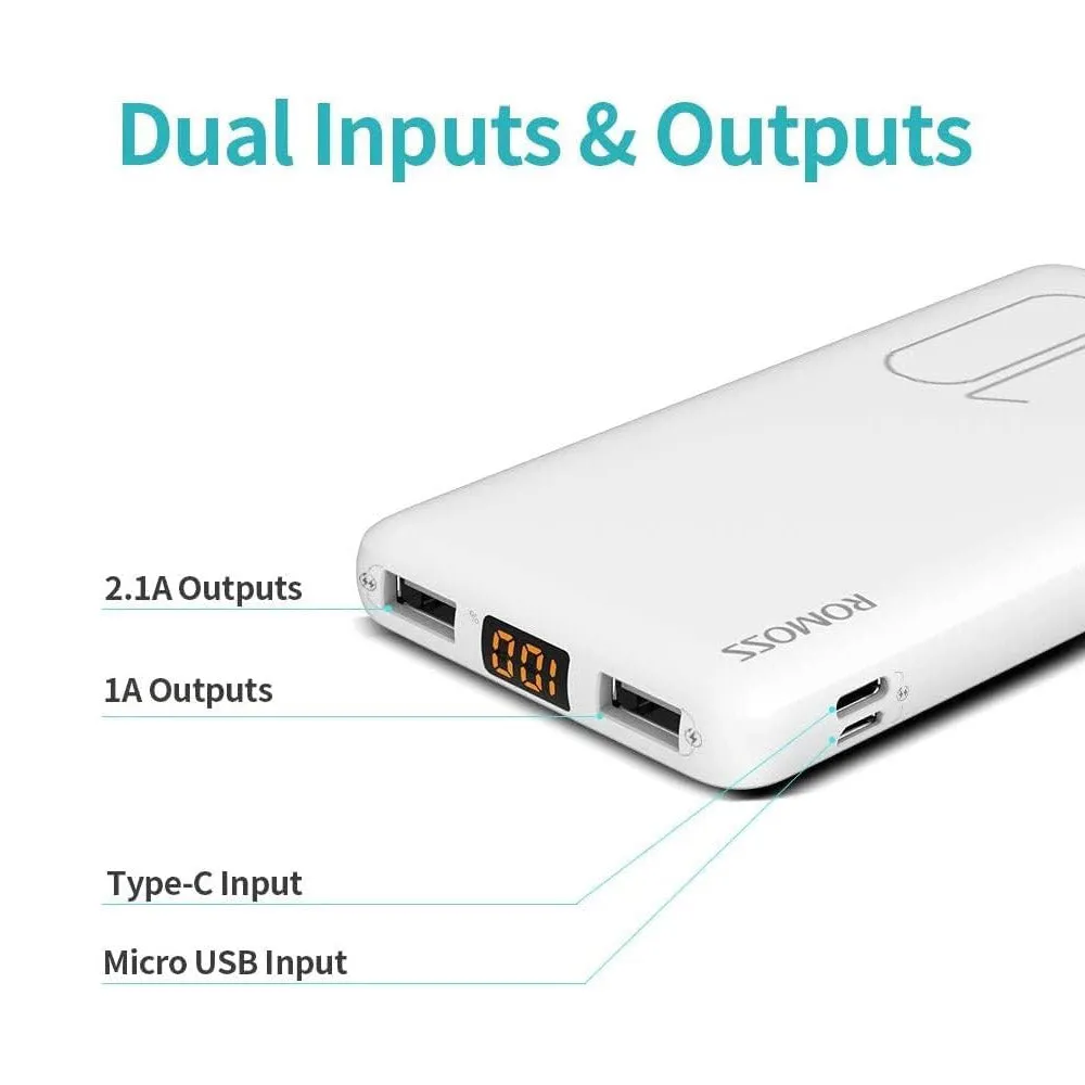 Romoss Ultra-Slim Portable Power Bank 10000mAh - White