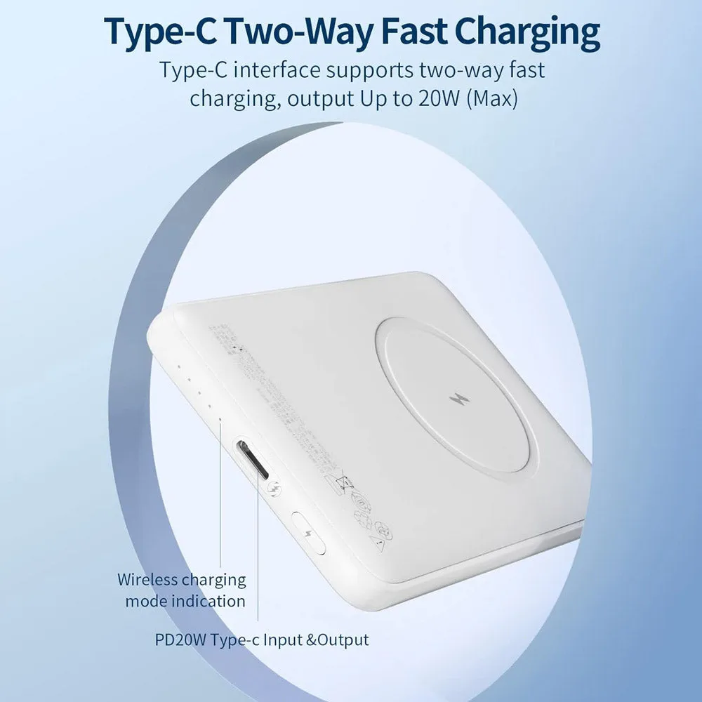 Romoss WSS05 5000mAh 20W Magnetic Wireless Fast Charging Mini Power Bank - White