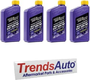 Royal Purple 01315 Case of 4 Max-Cycle SAE 10W-40 High Performance Motor Oil for Motorcycles and ATVs - 1 Quart Bottles
