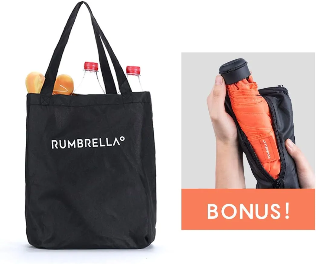 RUMBRELLA UV Travel Umbrella with Shopping Bag Mini Umbrella Fast Dry and Ultra Lightweight