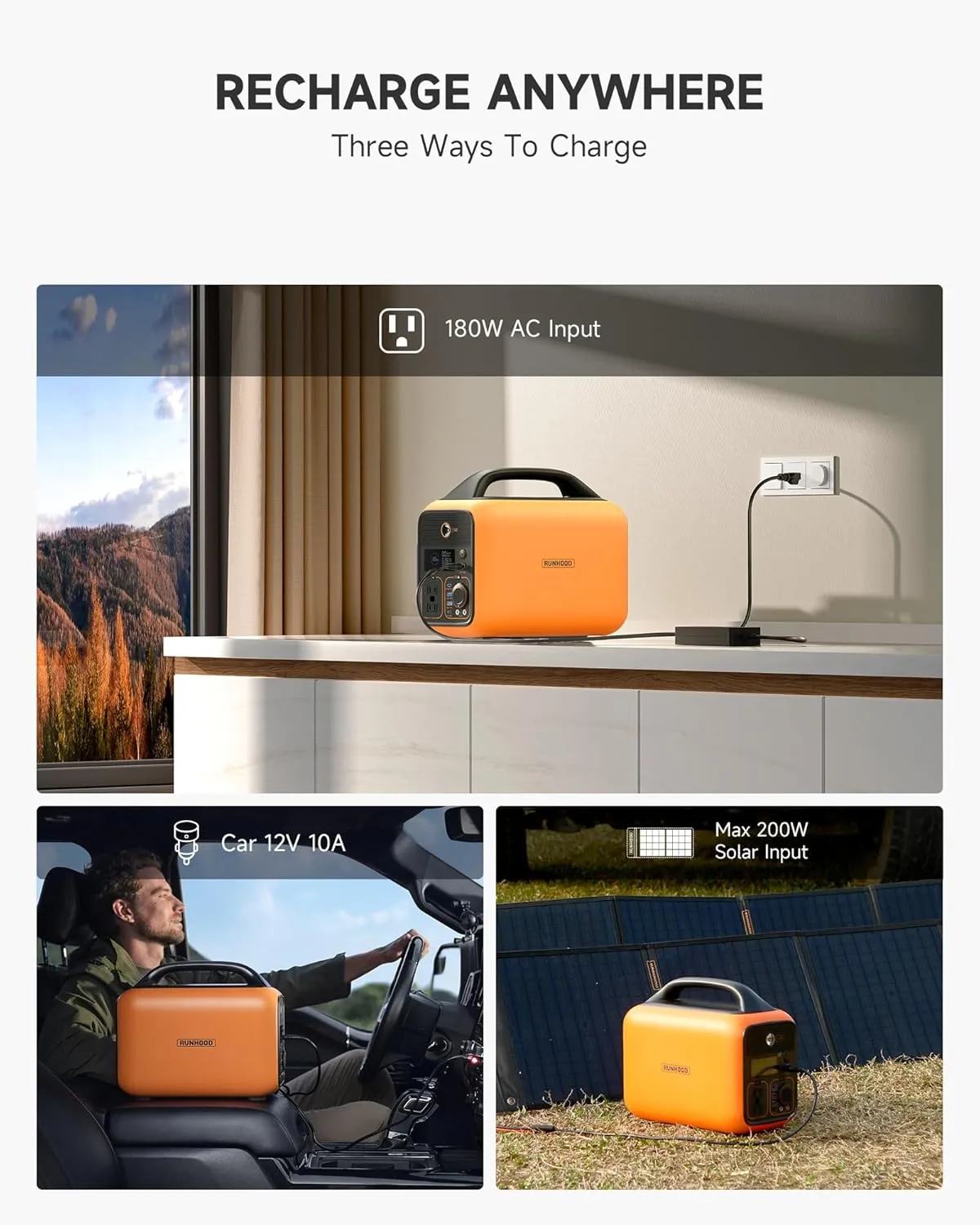RUNHOOD Portable Power Station Rallye 600, 648Wh Hot Swappable&Replacebale Battery, Full Power in Seconds, 2X600W(Peak 1200) Pure Sine Wave AC Outlet Modular Solar Generator for Camping/RVs/Home Use