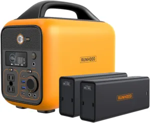 RUNHOOD Portable Power Station Rallye 600, 648Wh Hot Swappable&Replacebale Battery, Full Power in Seconds, 2X600W(Peak 1200) Pure Sine Wave AC Outlet Modular Solar Generator for Camping/RVs/Home Use