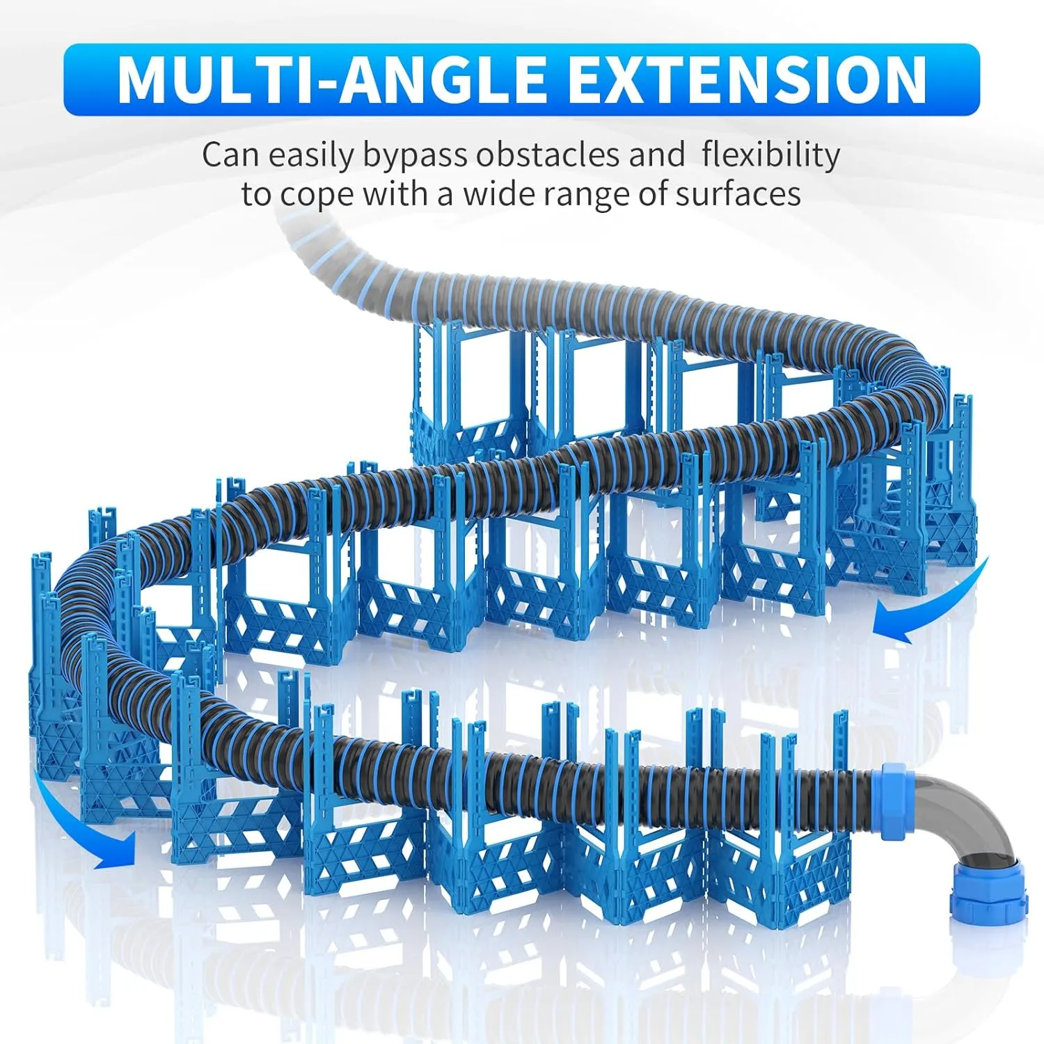 RV Sewer Hose Support 15FT with Secure Rubber Band & Carry Strap, RV Sewer Hose Holder Adjust Height for Travel Trailers, RV, Campers | Avoiding Obstacles & Deep Cradles, Quick Setup/Collapse