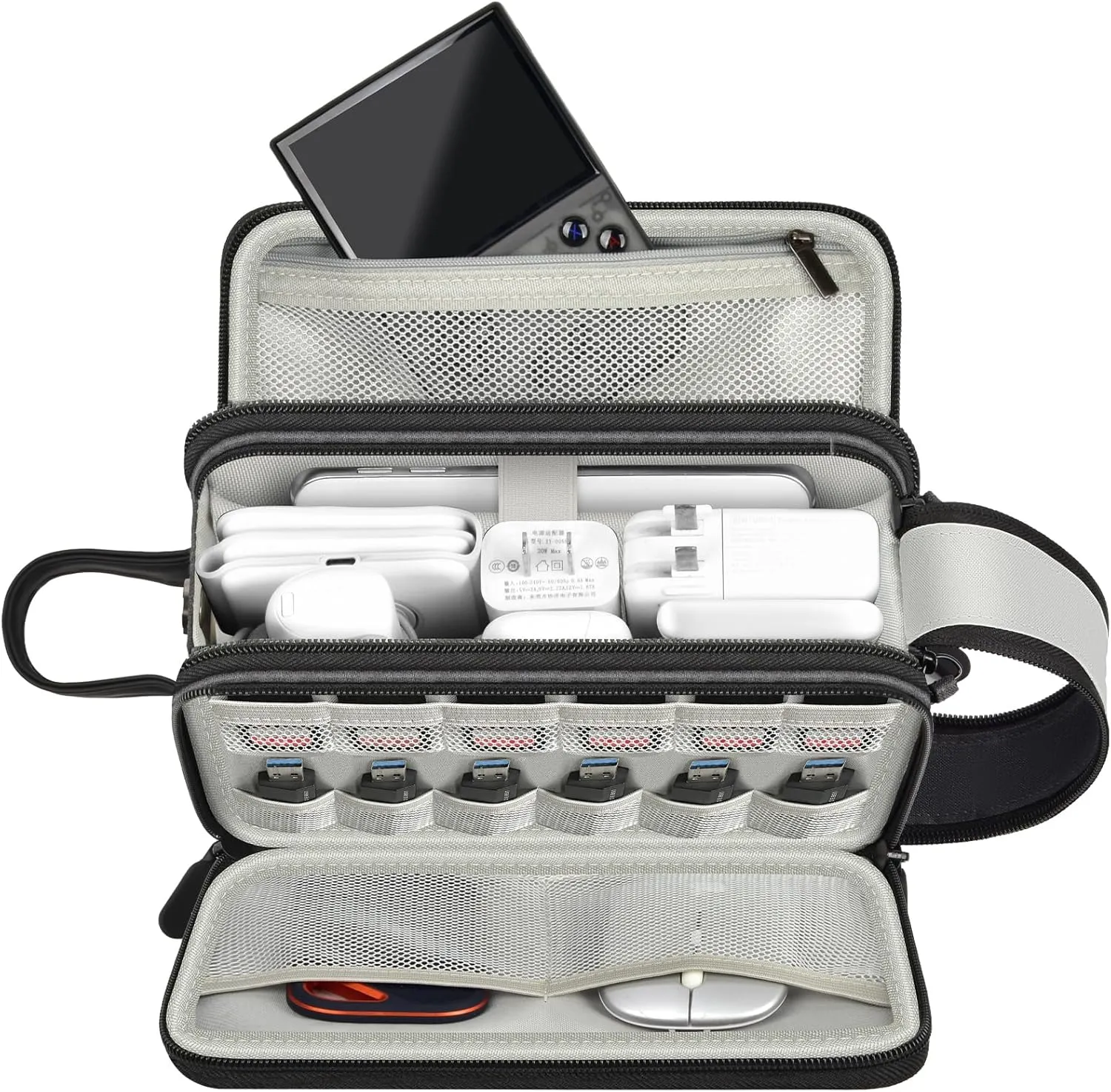 SAIKA Electronics Organizer, Cable Bag, Travel Essentials Cord Storage Case, Tech Accessories Pouch for Charger, Phone, Power Bank, USB Flash Drive, SD Cards (Box Only)