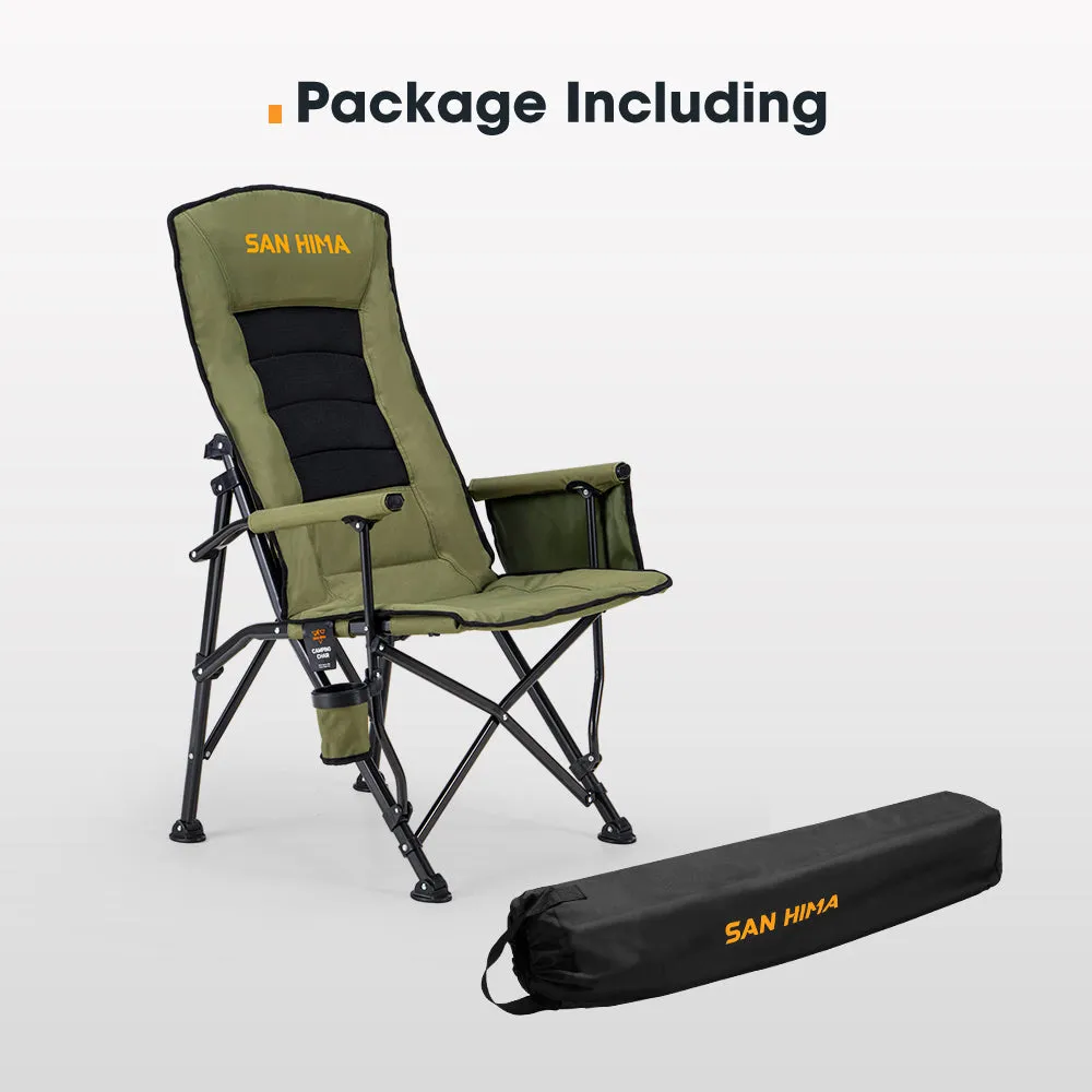 San Hima Folding Camping Chair Outdoor Portable Thick Padding Recliner Green