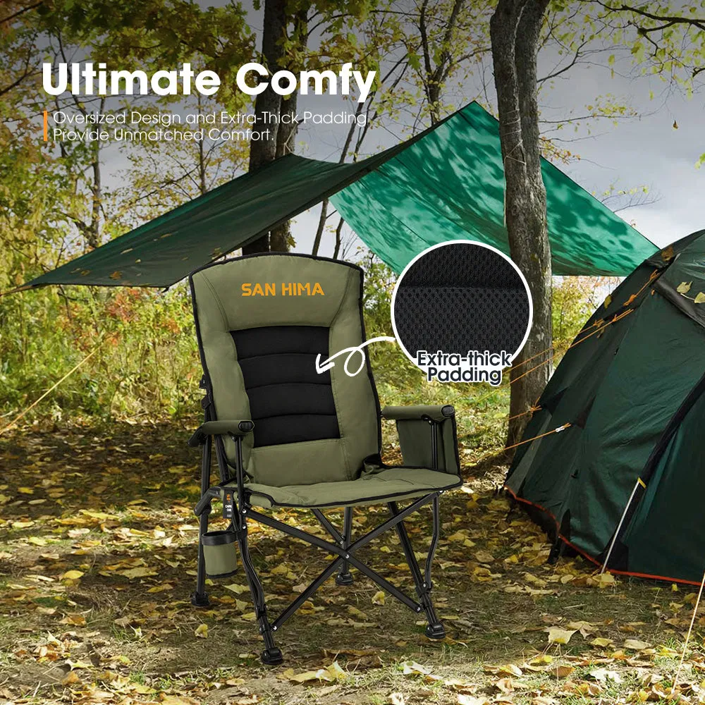 San Hima Folding Camping Chair Outdoor Portable Thick Padding Recliner Green
