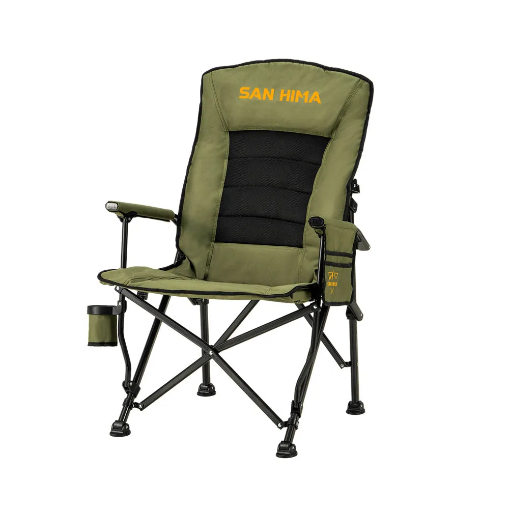 San Hima Folding Camping Chair Outdoor Portable Thick Padding Recliner Green
