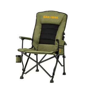 San Hima Folding Camping Chair Outdoor Portable Thick Padding Recliner Green