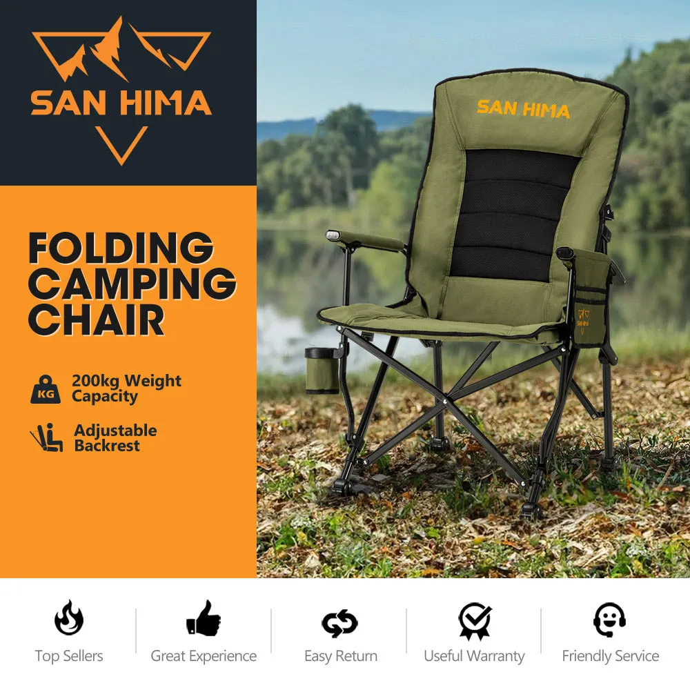 San Hima Folding Camping Chair Outdoor Portable Thick Padding Recliner Green