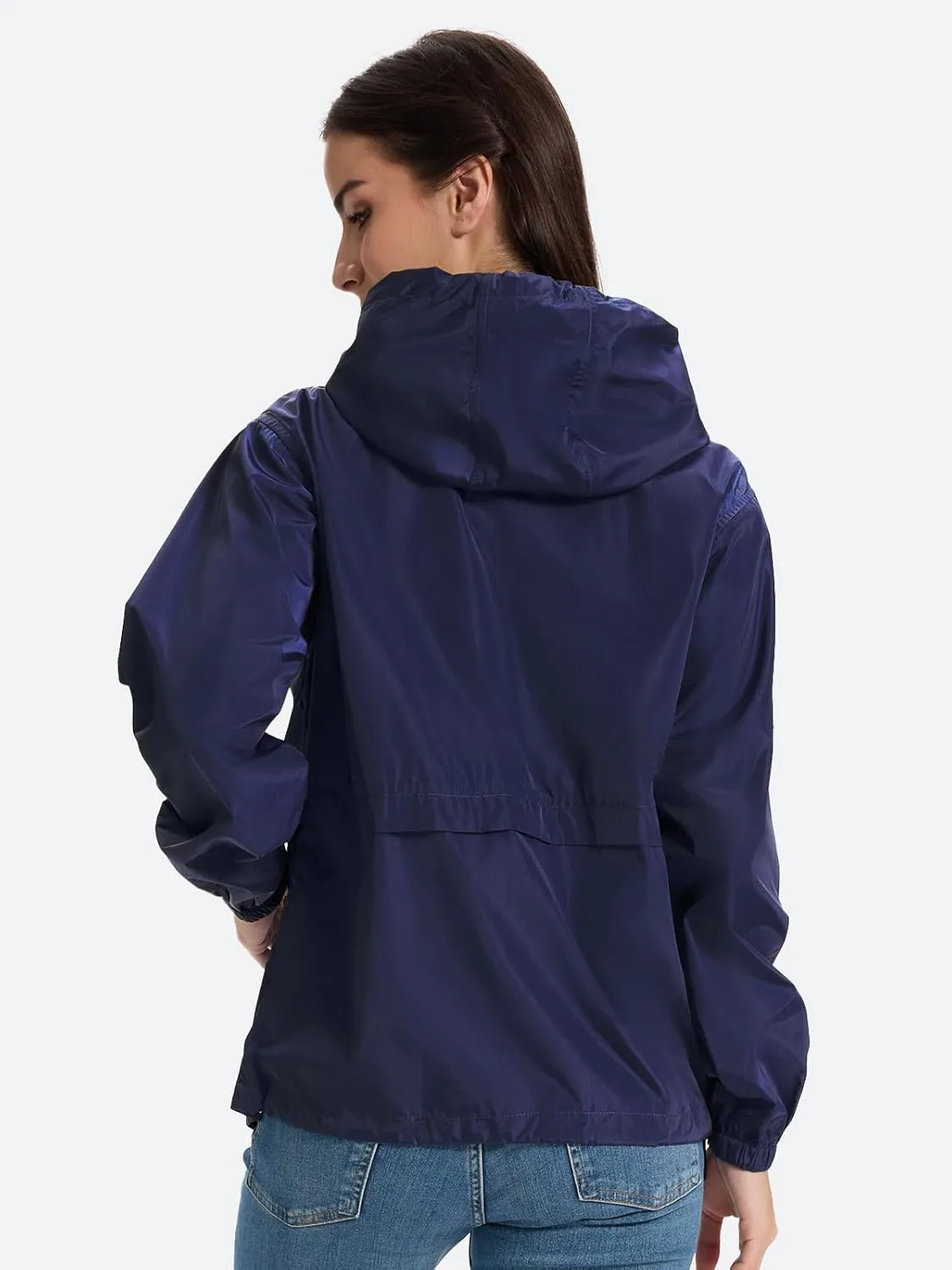SaphiRose Lightweight Rain Jacket Women Waterproof Breathable Raincoat Packable Hooded Windbreaker