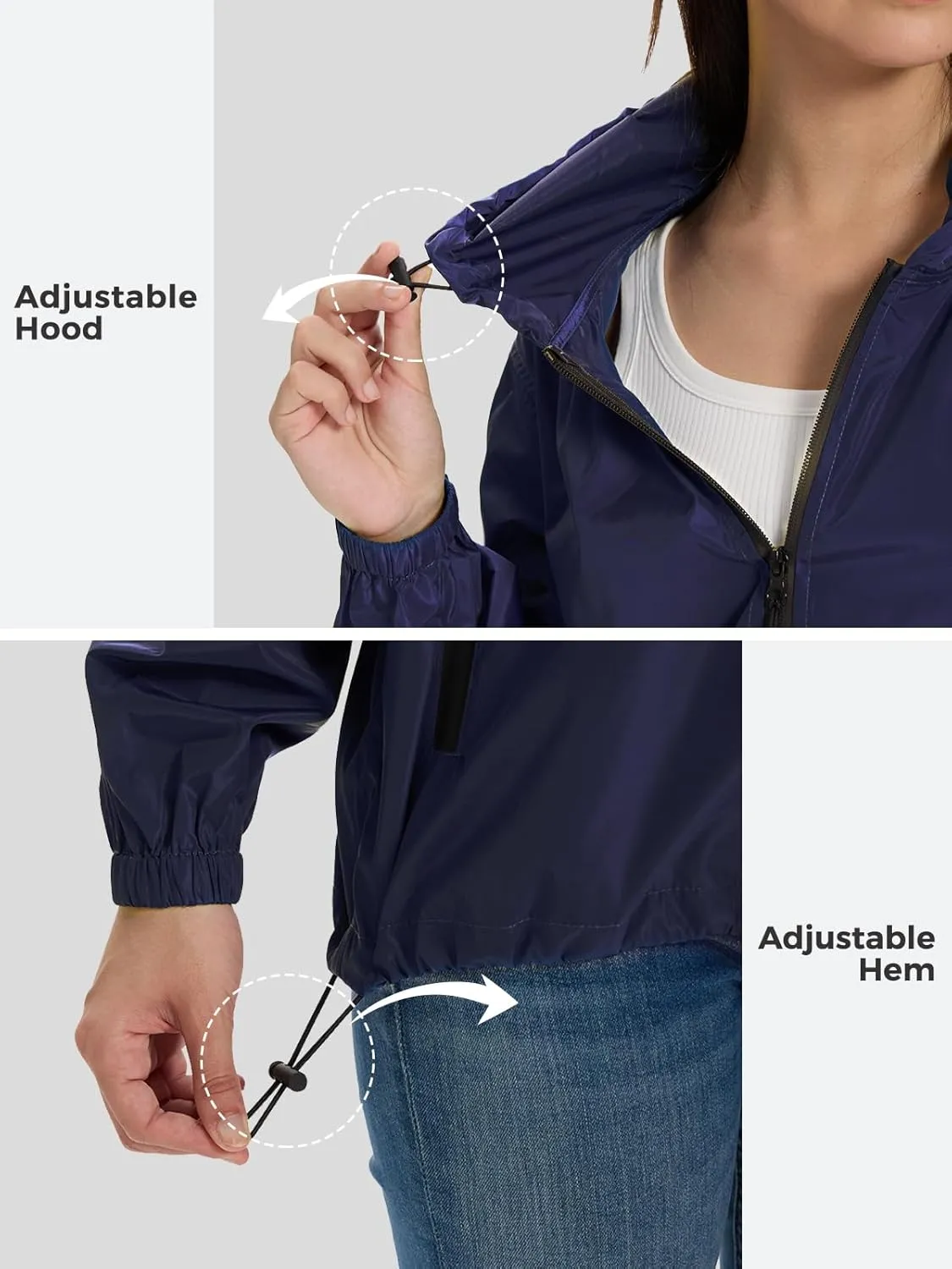 SaphiRose Lightweight Rain Jacket Women Waterproof Breathable Raincoat Packable Hooded Windbreaker