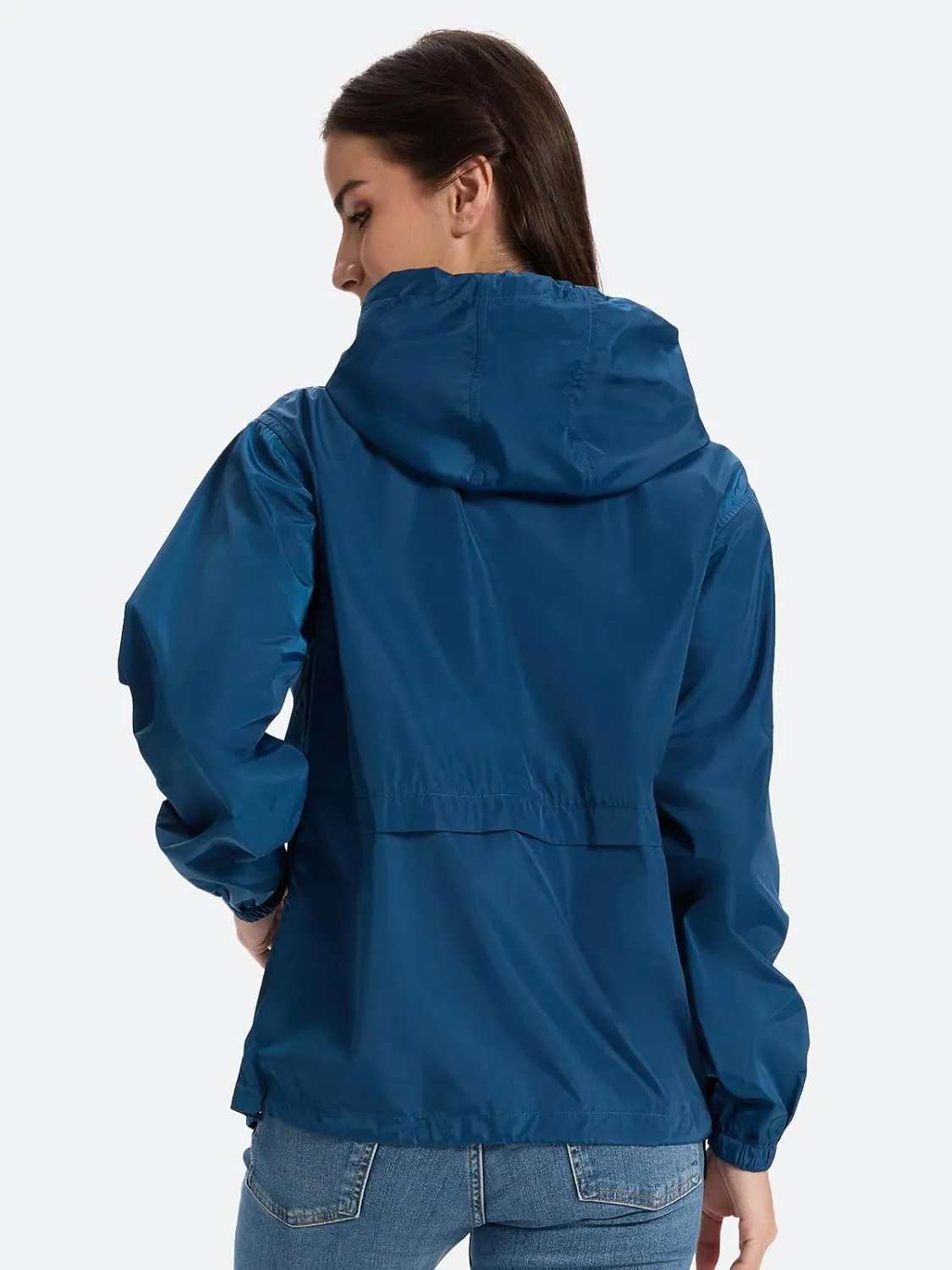 SaphiRose Lightweight Rain Jacket Women Waterproof Breathable Raincoat Packable Hooded Windbreaker