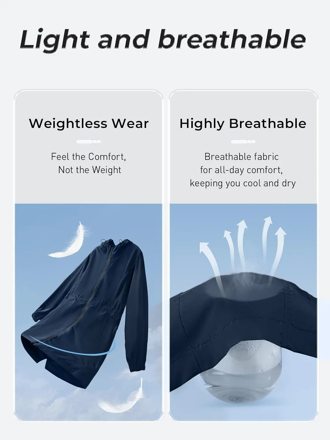 SaphiRose Women's Long Packable Raincoat Waterproof Rain Jacket Lightweight Outdoor Windbreaker with Hood