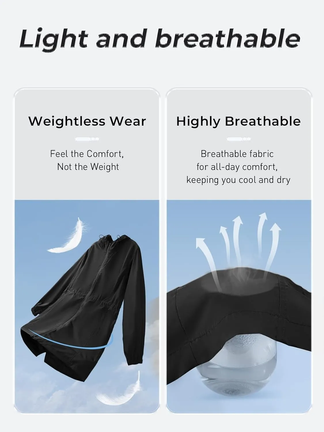 SaphiRose Women's Long Packable Raincoat Waterproof Rain Jacket Lightweight Outdoor Windbreaker with Hood