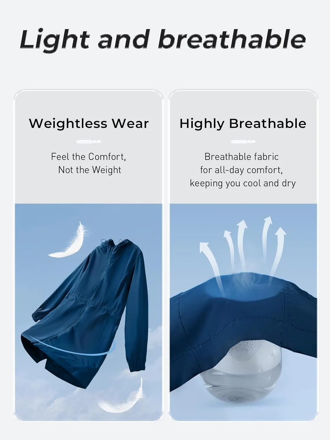 SaphiRose Women's Long Packable Raincoat Waterproof Rain Jacket Lightweight Outdoor Windbreaker with Hood