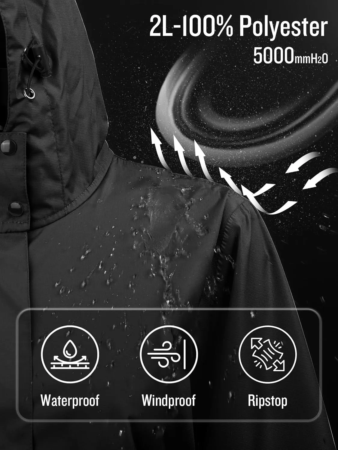 SaphiRose Women's Long Rain Jacket Waterproof Lightweight Hooded Raincoat Packable Knee Length Rain coat