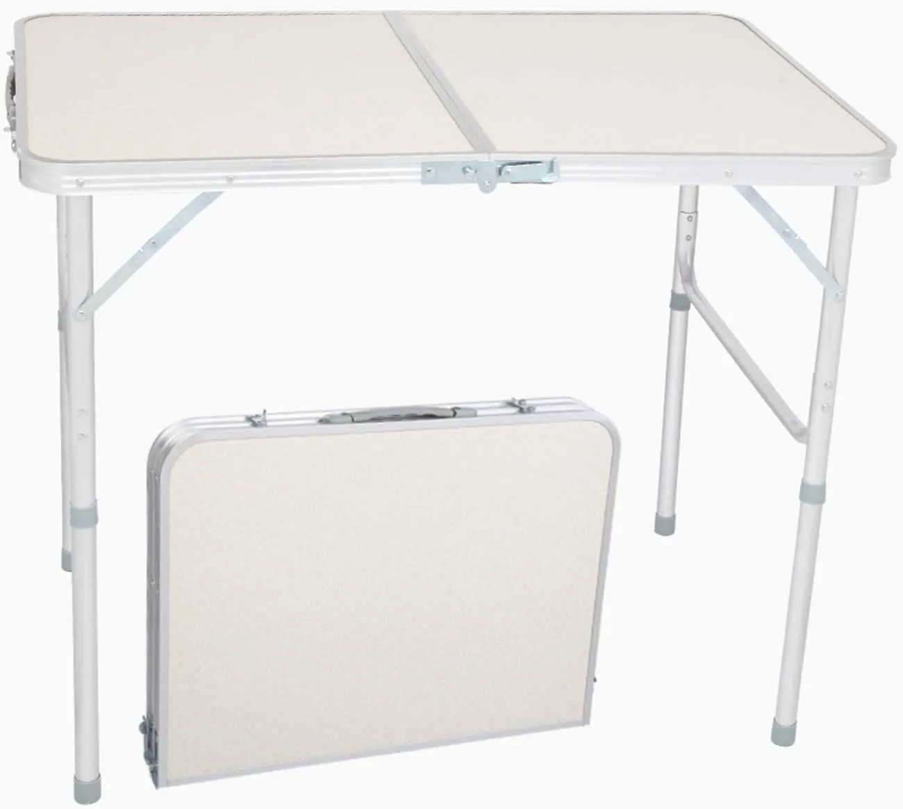 Savins gt1-ly 90 x 60 x 70 cm Household Aluminum Alloy Folding Table, Suitable for Family Gatherings, picnics, Camping Trips White