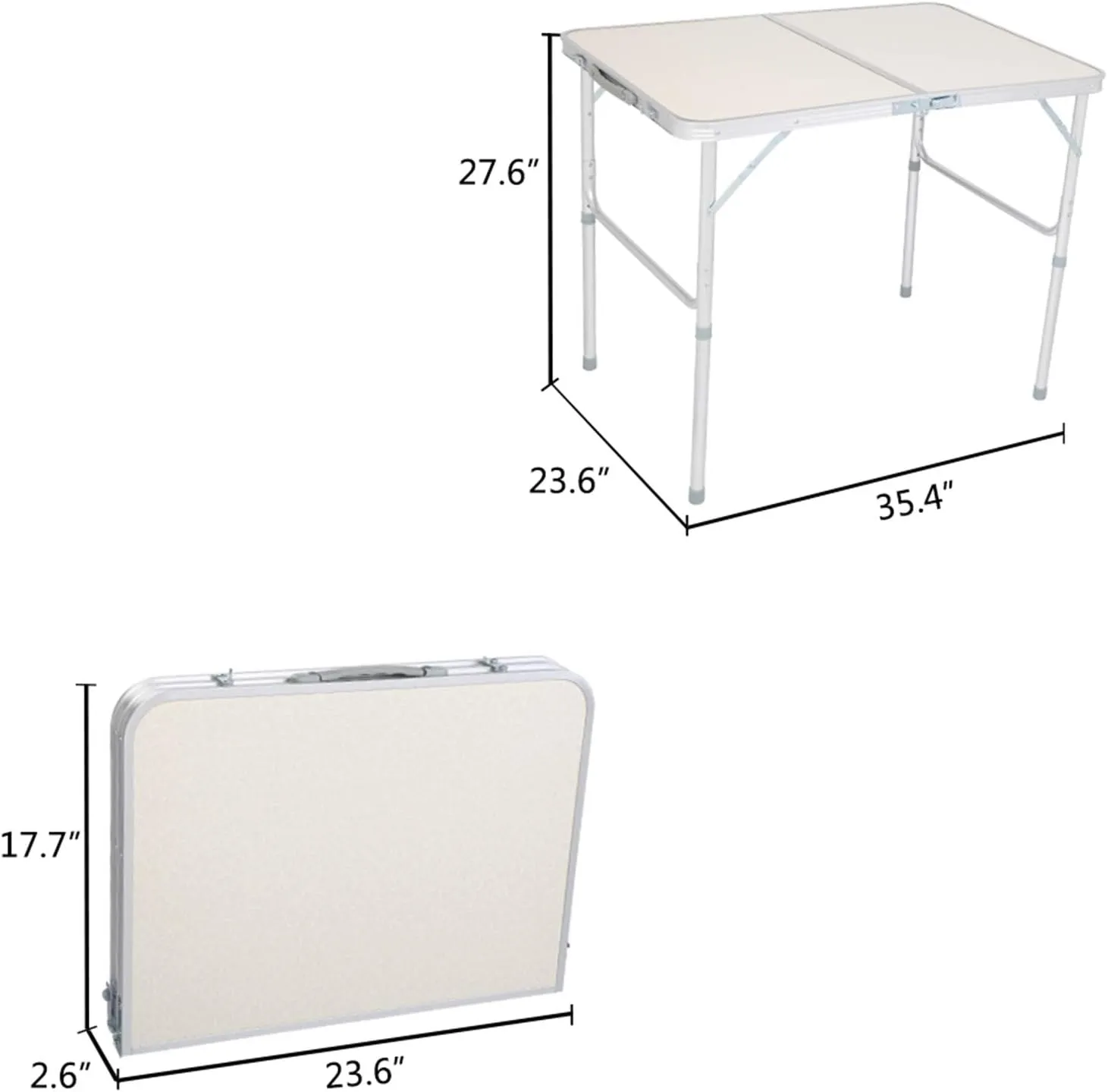 Savins gt1-ly 90 x 60 x 70 cm Household Aluminum Alloy Folding Table, Suitable for Family Gatherings, picnics, Camping Trips White