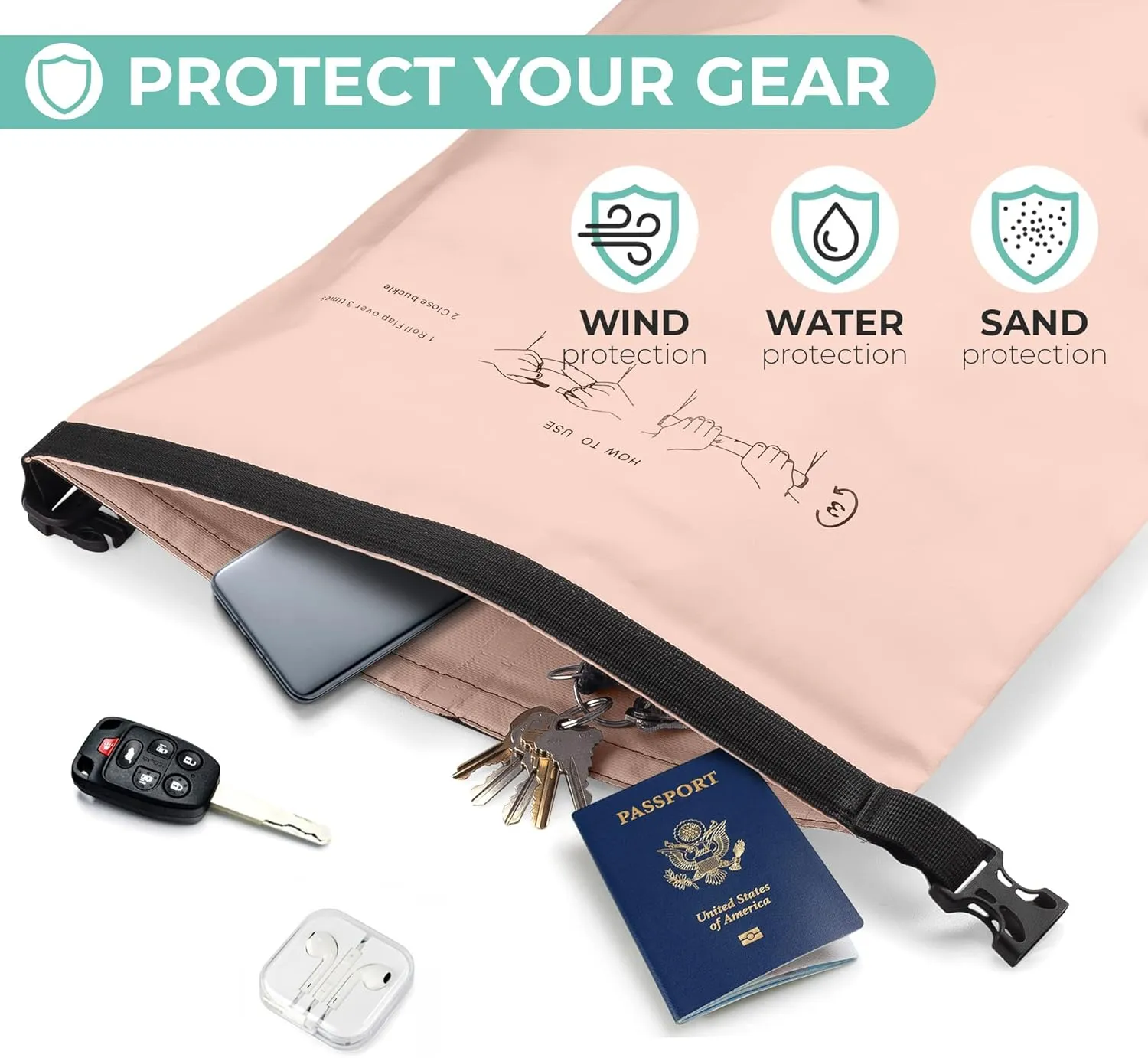 Savvy Outdoors Waterproof Dry Bag - Dry Bags for Food & Gear, Stuff Sacks for Backpacking and Camping Equipment, Waterproof Bag for Beach, Boating, Kayaking, Available in 5L, 10L, 20L, or 30L, Blush