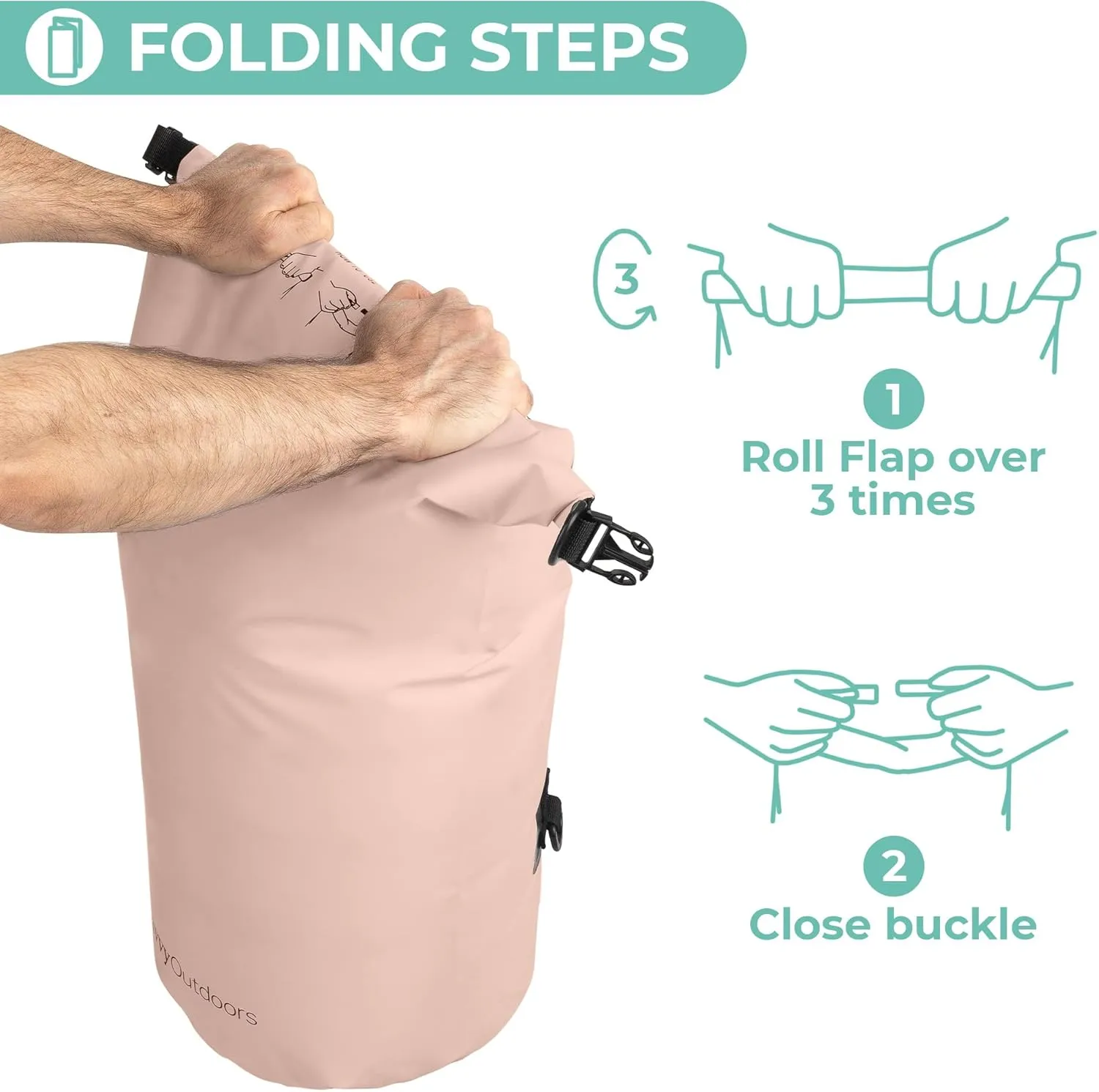 Savvy Outdoors Waterproof Dry Bag - Dry Bags for Food & Gear, Stuff Sacks for Backpacking and Camping Equipment, Waterproof Bag for Beach, Boating, Kayaking, Available in 5L, 10L, 20L, or 30L, Blush