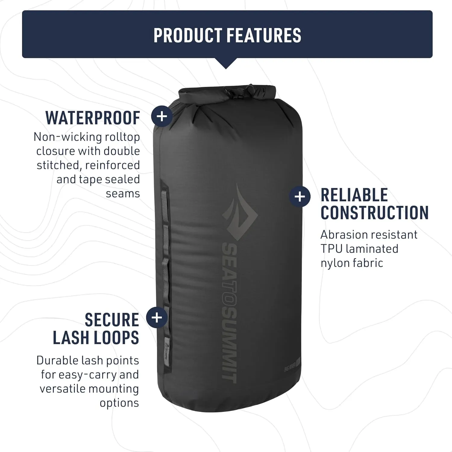 Sea to Summit Big River Dry Bag, Heavy-Duty Dry Storage, 8 Liter, Jet Black