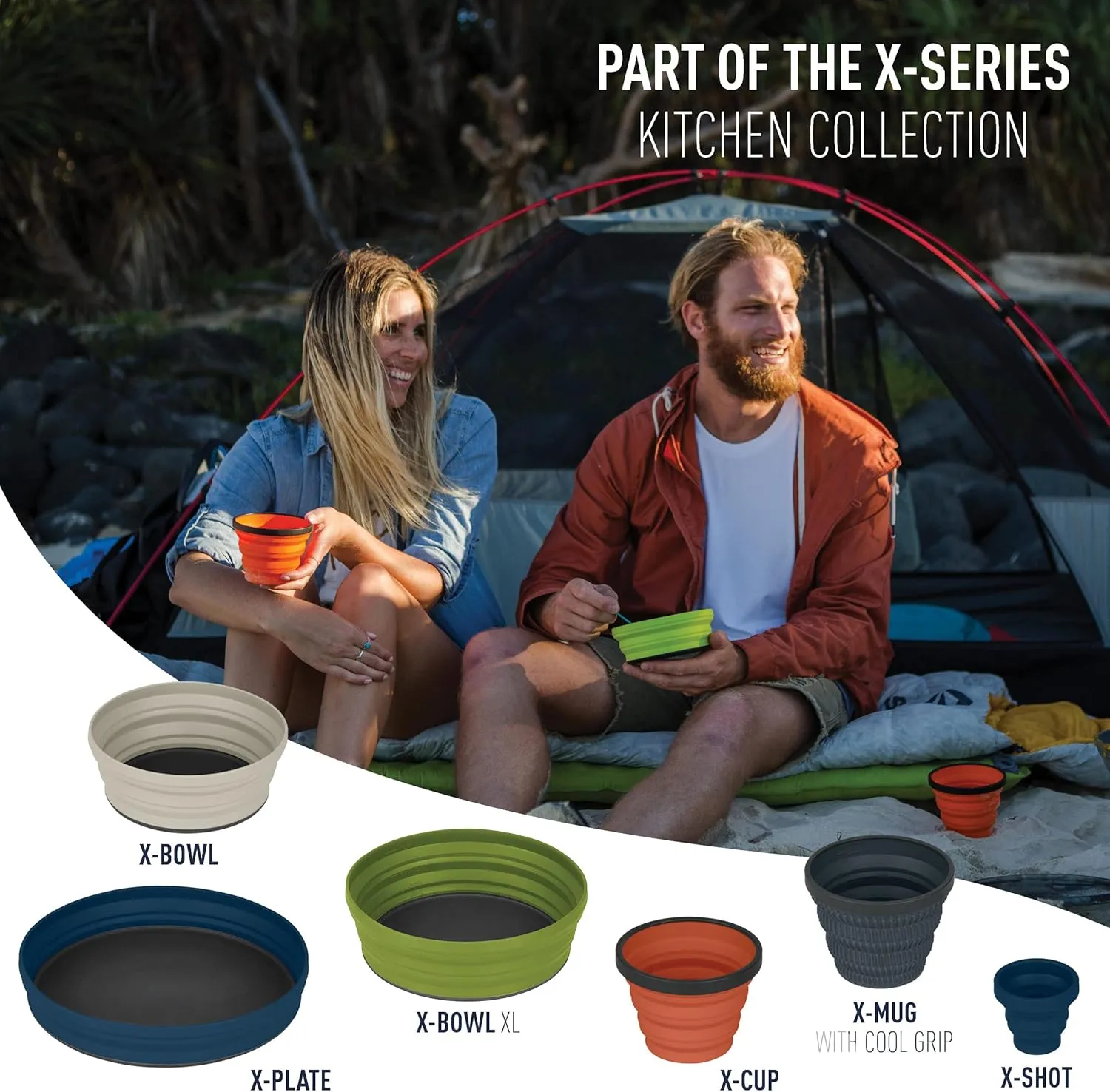 Sea to Summit X-Set Collapsible Camping Dinnerware Set with Zippered Pouch