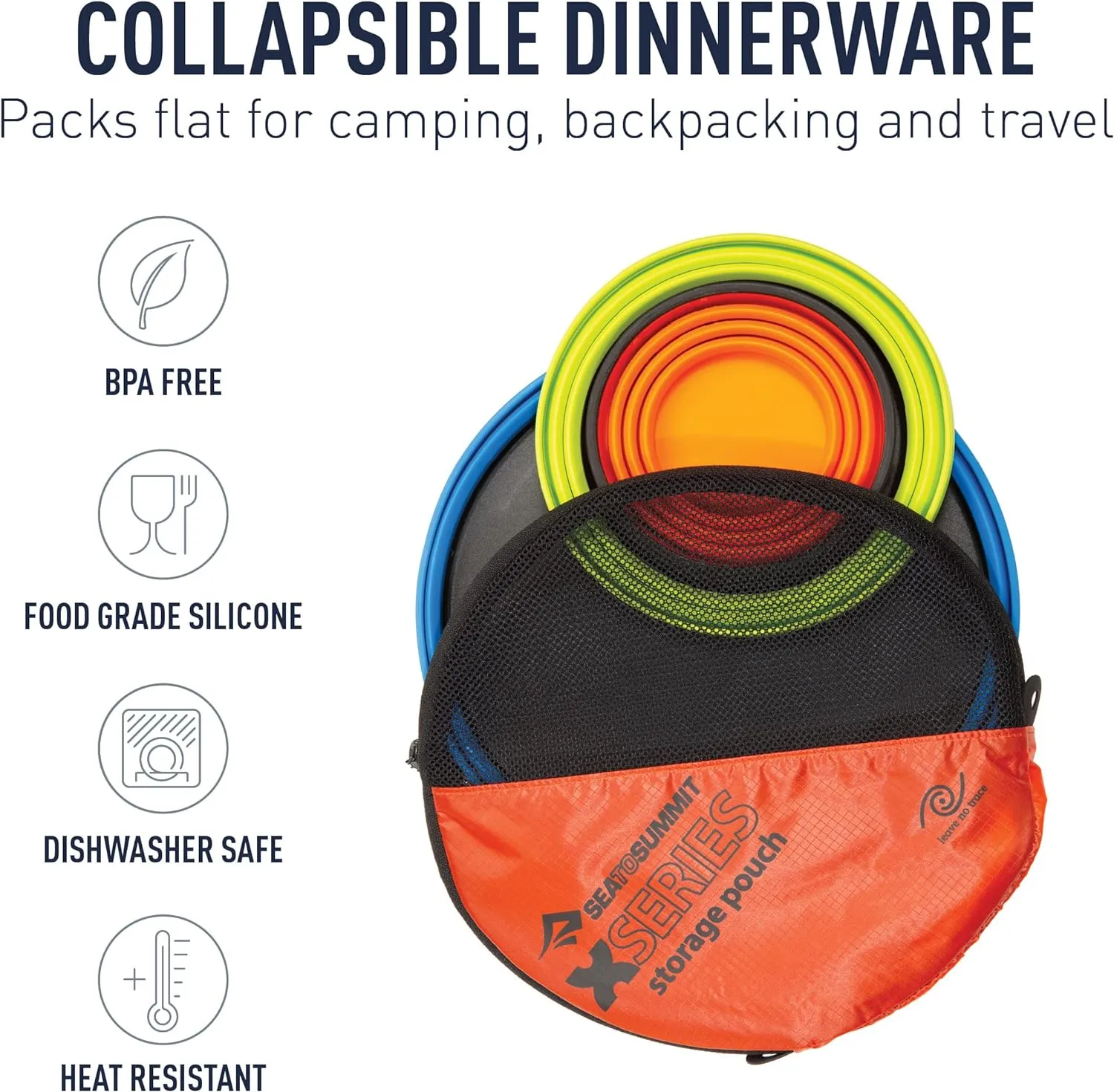 Sea to Summit X-Set Collapsible Camping Dinnerware Set with Zippered Pouch