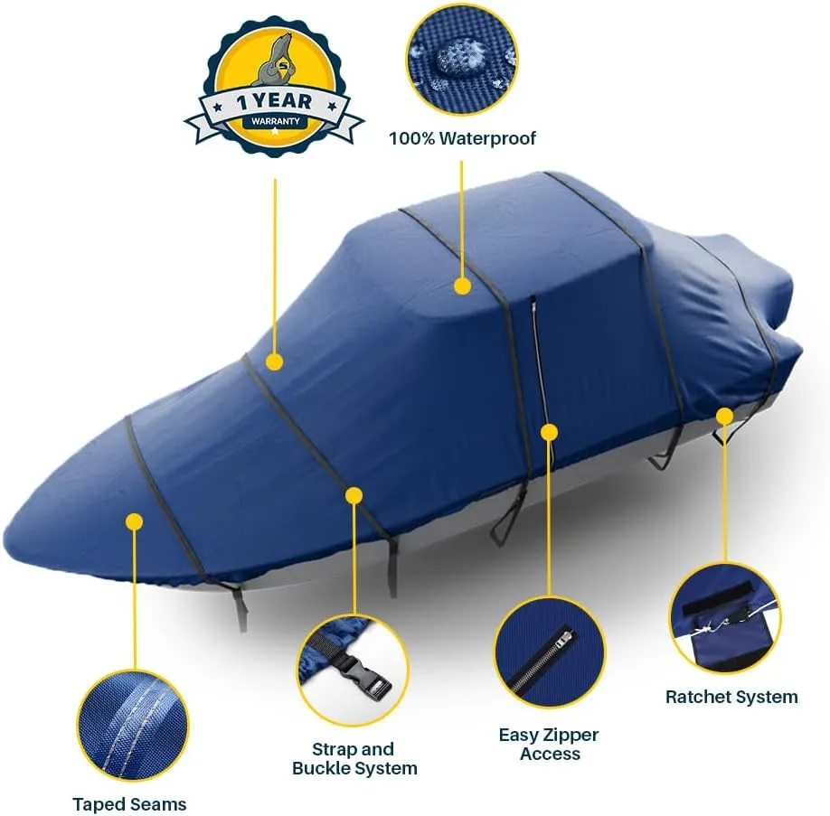 Seal Skin Covers T-Top Boat Cover, Waterproof & Heavy-Duty Cover for Center Console Boats, Fits 26' L & 108" W, UV & Fade Resistant, Secure Fit with Straps for All-Weather Protection