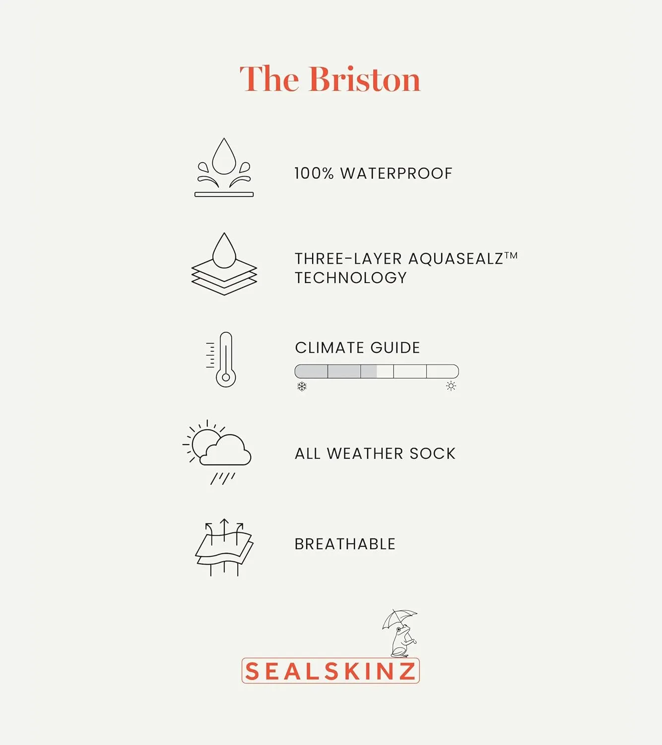 SEALSKINZ Women's Briston Waterproof All Weather Mid Length Sock with Hydrostop