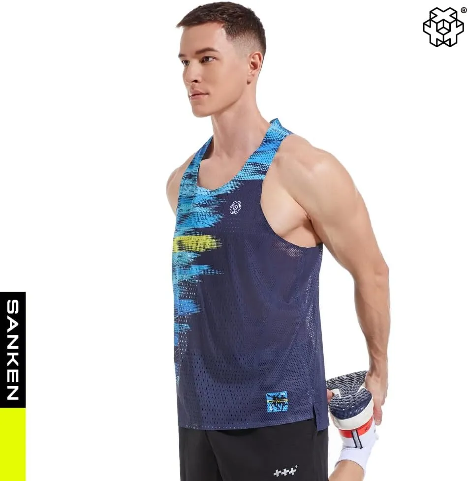 Seamless Marathon Tank Top Lightweight Running Singlet Shirt Dry Fit Workout Sleeveless T-Shirt
