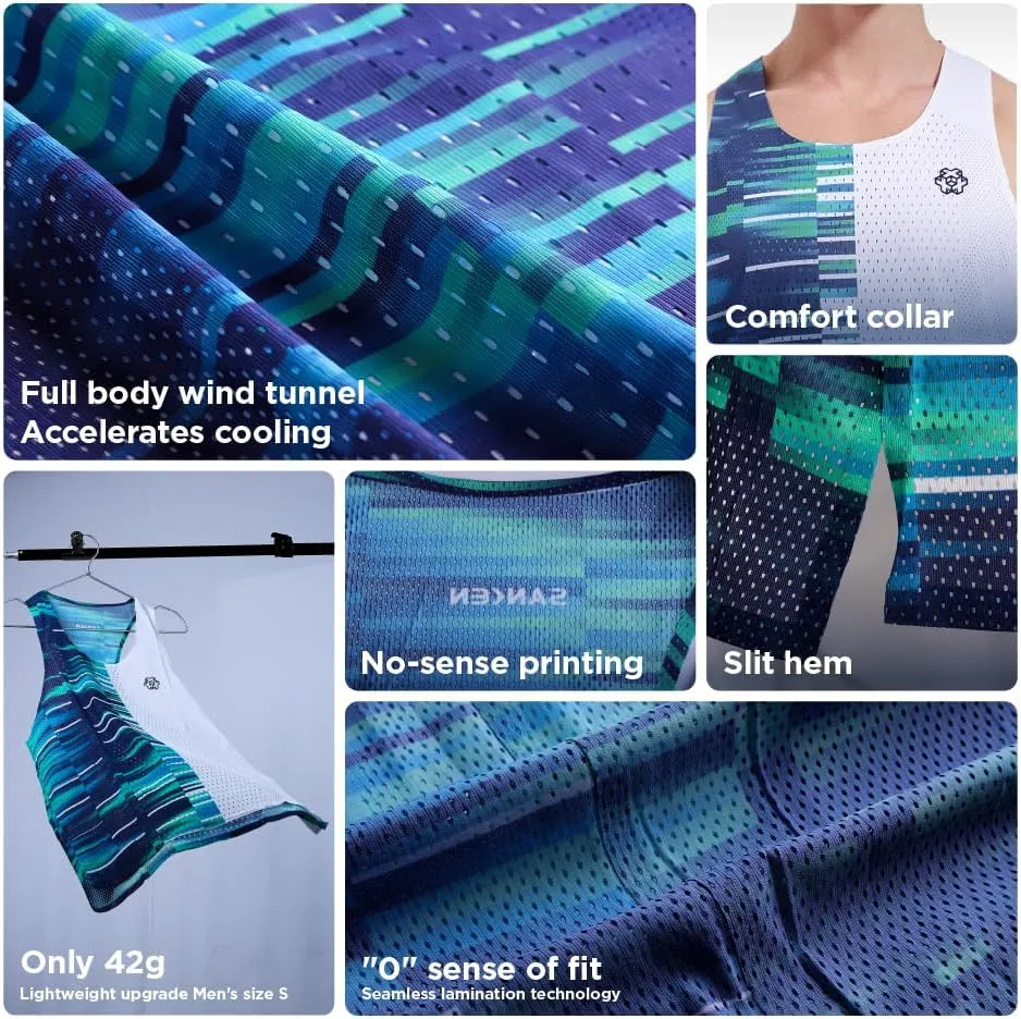 Seamless Marathon Tank Top Lightweight Running Singlet Shirt Dry Fit Workout Sleeveless T-Shirt