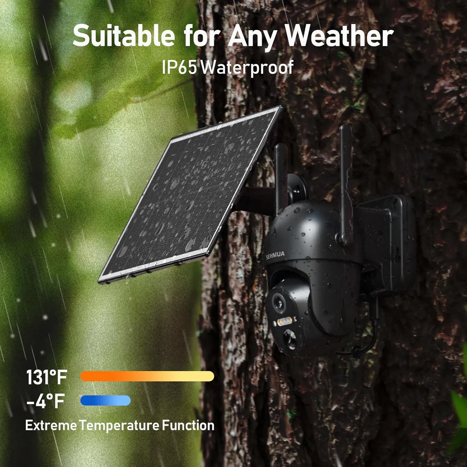 SEHMUA 4G LTE Cellular Solar Security Camera Wireless Outdoor, No WiFi Solar Powered Camera, 360° Live View, 2K Color Night Vision, PIR Motion Sensor, 2 Way Talk, Built in SIM Card