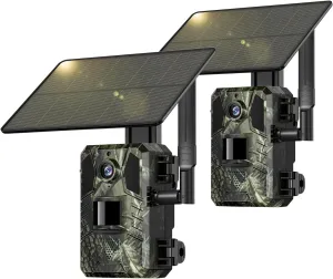 SEHMUA 4G LTE Cellular Trail Cameras 2 Pack,Live Streaming Game Camera Built-in SIM Card 0.2s Trigger Speed Motion Activated Solar Trail Camera with Night Vision IP66 Waterproof