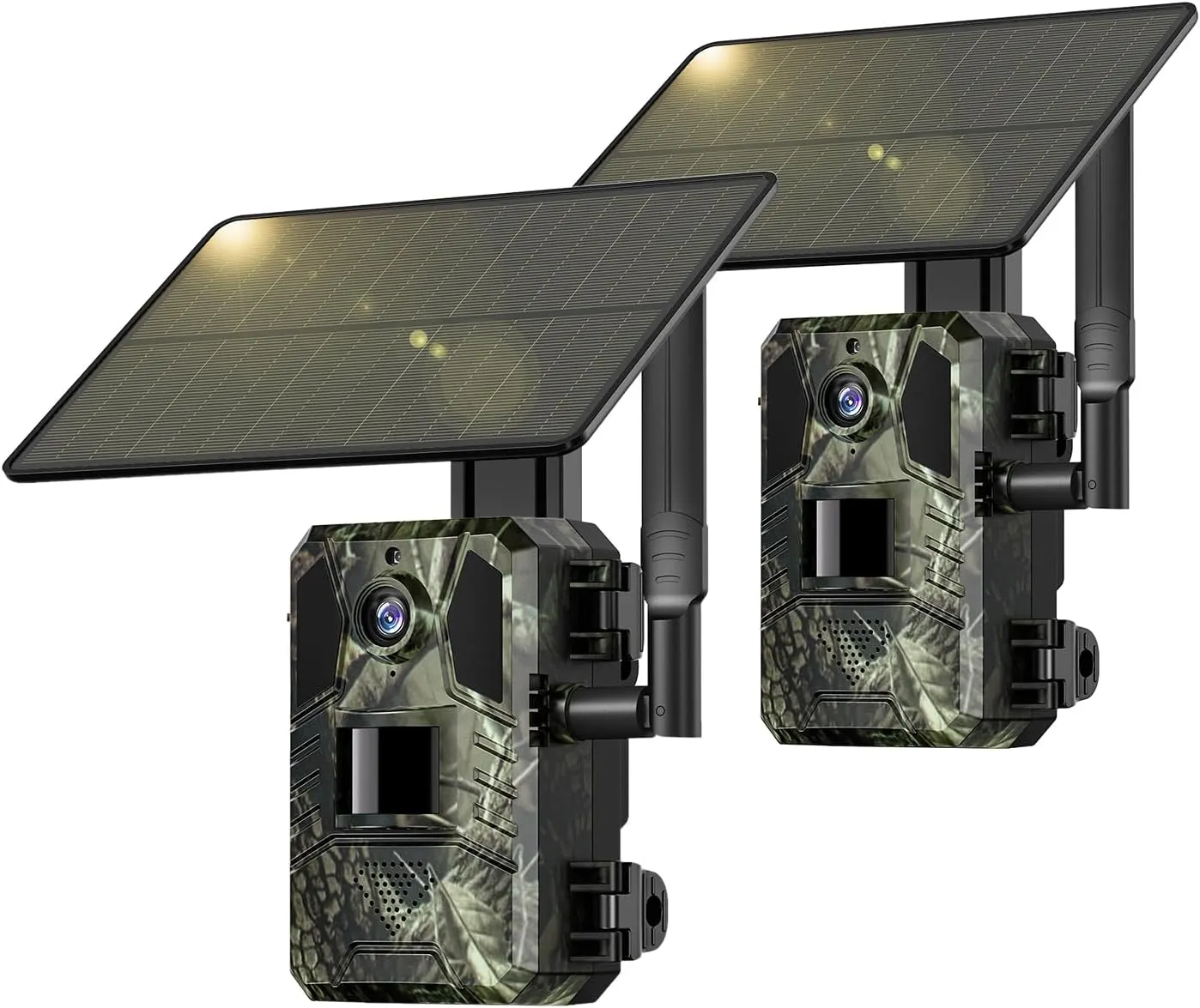 SEHMUA 4G LTE Cellular Trail Cameras 2 Pack,Live Streaming Game Camera Built-in SIM Card 0.2s Trigger Speed Motion Activated Solar Trail Camera with Night Vision IP66 Waterproof