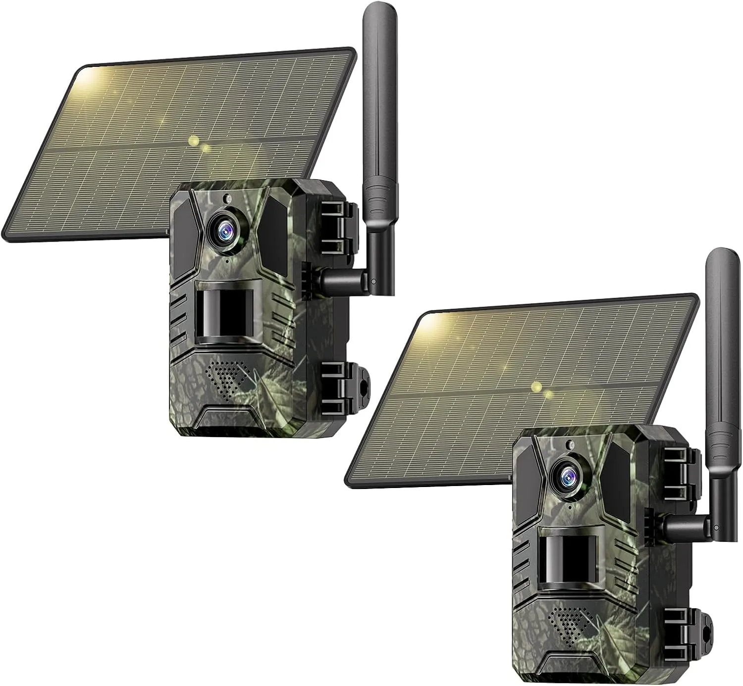 SEHMUA 4G LTE Cellular Trail Cameras 2 Pack,Live Streaming Game Camera Built-in SIM Card 0.2s Trigger Speed Motion Activated Solar Trail Camera with Night Vision IP66 Waterproof